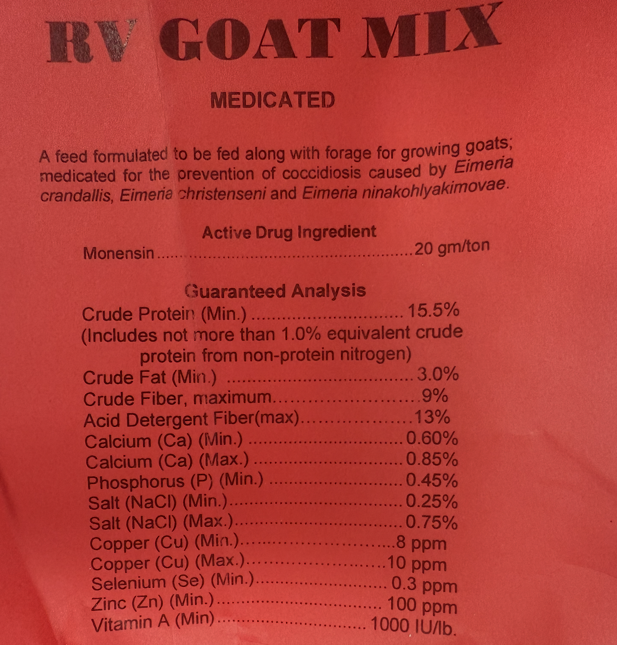 RV Goat Mix 15%