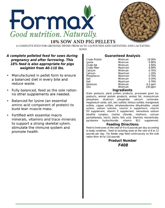 Formax 18% Sow & Pig Pellets